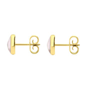 9ct Yellow Gold Pink Mother of Pearl 6mm Classic Medium Round Stud Earrings, E003.