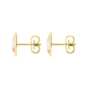 9ct Yellow Gold Pink Mother of Pearl 8 x 10mm Classic Large Oval Stud Earrings, E007.