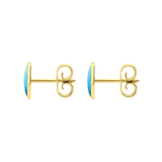9ct Yellow Gold Turquoise 8 x 6mm Classic Medium Oval Stud Earrings, E006.