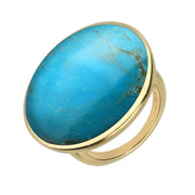 9ct Yellow Gold Turquoise Round Ring, R652