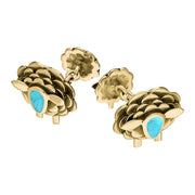 9ct Yellow Gold Turquoise Sheep Chain Link Cufflinks, CL548.