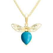 9ct Yellow Gold Small Turquoise Bee Necklace, P3341