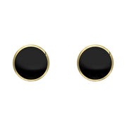 9ct Yellow Gold Whitby Jet 5mm Classic Small Round Stud Earrings. E002.
