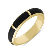 9ct Yellow Gold Whitby Jet 6mm Wedding Band Ring. R588.
