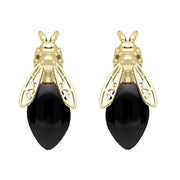 00177934 9ct Yellow Gold Whitby Jet Bee Stud Earrings, E2424.
