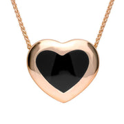 9ct Rose Gold Whitby Jet Framed Heart Necklace, P1554.