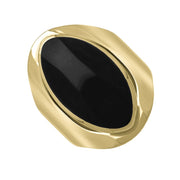 9ct Yellow Gold Whitby Jet Medium Oval Ring. R012.