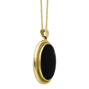 9ct Yellow Gold Whitby Jet Oval Framed Necklace. P250.