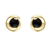 9ct Yellow Gold Whitby Jet Spiral Stud Earrings