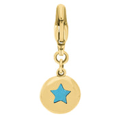 9ct Yellow Gold Turquoise Round Shaped Star Clip Charm, G662.