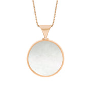 9ct Rose Gold Blue John Mother of Pearl Queens Jubilee Hallmark Double Sided Round Necklace, P146_JFH