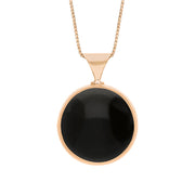 9ct Rose Gold Blue John Whitby Jet Queens Jubilee Hallmark Double Sided Round Necklace, P146_JFH