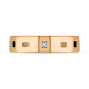 9ct Rose Gold Diamond Jet King's Coronation Hallmark Princess Cut 5mm Ring R1199_5 CFH