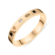 9ct Rose Gold Diamond Jet King's Coronation Hallmark Princess Cut 3mm Ring R1199_3 CFH 