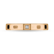 9ct Rose Gold Diamond Jet King's Coronation Hallmark Princess Cut 3mm Ring R1199_3 CFH 