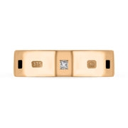 9ct Rose Gold Diamond Jet King's Coronation Hallmark Princess Cut 6mm Ring R1199_6 CFH