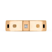 9ct Rose Gold Diamond Jet King's Coronation Hallmark Princess Cut 6mm Ring R1199_6 CFH