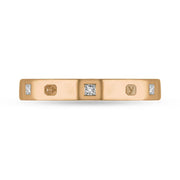 9ct Rose Gold Diamond King's Coronation Hallmark Princess Cut 3mm Ring  R1199_3