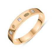 9ct Rose Gold Diamond King's Coronation Hallmark Princess Cut 4mm Ring R1199_4 CFH