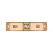 9ct Rose Gold Diamond King's Coronation Hallmark Princess Cut 4mm Ring R1199_4 CFH