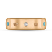 9ct Rose Gold Diamond Turquoise King's Coronation Hallmark 6mm Ring R1193_6 CFH_1