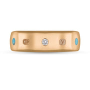 9ct Rose Gold 0.09ct Diamond Turquoise King's Coronation Hallmark 6mm Ring