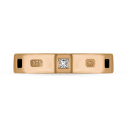 9ct Rose Gold Diamond Jet King's Coronation Hallmark Princess Cut 4mm Ring R119_4 CFH