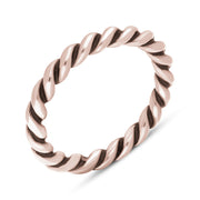 9ct Rose Gold Stepping Stones Twisted Rope Stacking Ring, R617.