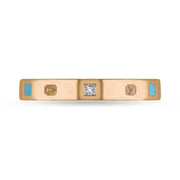 9ct Rose Gold 0.05ct Diamond Turquoise King's Coronation Hallmark Princess Cut 3mm Ring