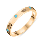 9ct Rose Gold Turquoise King's Coronatioin Hallmark 3mm Ring R1193_3 CFH