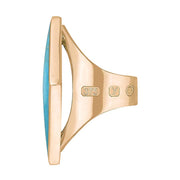 9ct Rose Gold Turquoise King's Coronation Hallmark Large Rhombus Ring R608 CFH