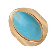 9ct Rose Gold Turquoise King's Coronation Hallmark Medium Oval Ring  R012 CFH