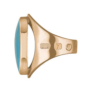 9ct Rose Gold Turquoise King's Coronation Hallmark Medium Oval Ring  R012 CFH