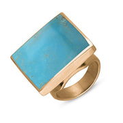 9ct Rose Gold Turquoise King's Coronation Hallmark Medium Square Ring R604 CFH