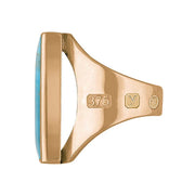 9ct Rose Gold Turquoise King's Coronation Hallmark Medium Square Ring R604 CFH