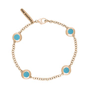 9ct Rose Gold Turquoise Oval Heart Detail Four Stone Bracelet, B797.