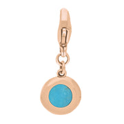 9ct Rose Gold Turquoise Round Shaped Star Clip Charm, G662.