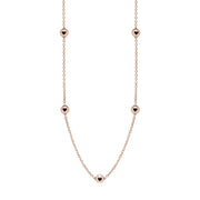 9ct Rose Gold Whitby Jet Heart Link Disc Chain Necklace, N746.