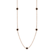 9ct Rose Gold Whitby Jet Heart Link Disc Chain Necklace, N746.