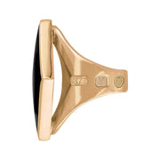 9ct Rose Gold Whitby Jet King's Coronation Hallmark Medium Rhombus Ring  R607 CFH