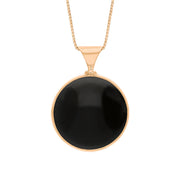 9ct Rose Gold Whitby Jet Lapis Lazuli Queens Jubilee Hallmark Double Sided Round Necklace, P149_JFH