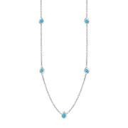 9ct White Gold Turquoise Cross Link Disc Chain Necklace, N748.