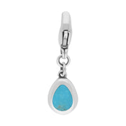 9ct White Gold Turquoise Pear Shaped Cross Clip Charm, G664.