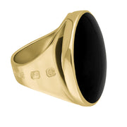 9ct Yellow Gold Whitby Jet King's Coronation Hallmark Medium Round Ring 