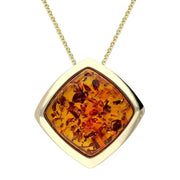 9ct Yellow Gold Amber Cushion Necklace, P1597