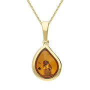 9ct Yellow Gold Amber Pear Shaped Necklace P3475