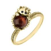 9ct Yellow Gold Amber Tiny Hedgehog Ring R1162