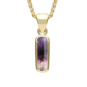 9ct Yellow Gold Blue John Dinky Oblong Necklace. P451.
