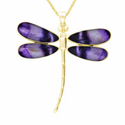 9ct Yellow Gold Blue John Four Stone Large Dragonfly Necklace P460