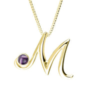 9ct Yellow Gold Blue John Love Letters Initial M Necklace P3460C